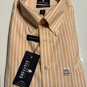 Stafford Yellow Stripe Wrinkle Free Oxford 17 1/2 34-35